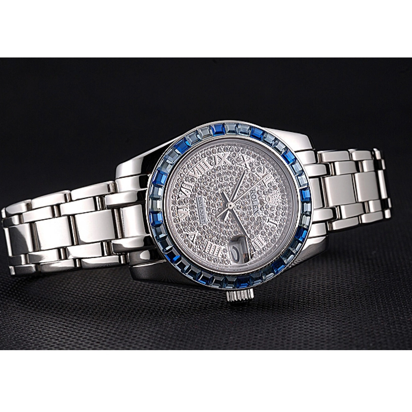 Best AAA Replica Sites Blue Stainless Datejust Case Jewels Bezel Diamond Steel Dial 622834 Bracelet Rolex And 0604